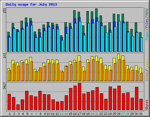 Daily usage for July 2013