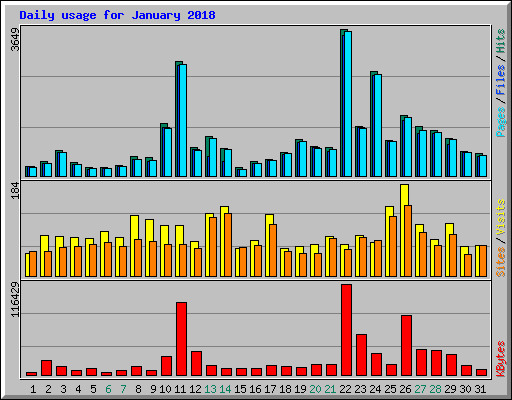 Daily usage for January 2018